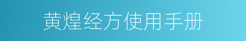 黄煌经方使用手册的同义词