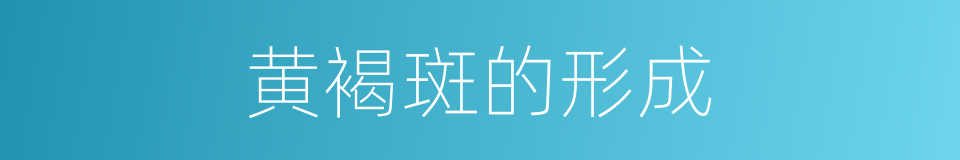 黄褐斑的形成的同义词