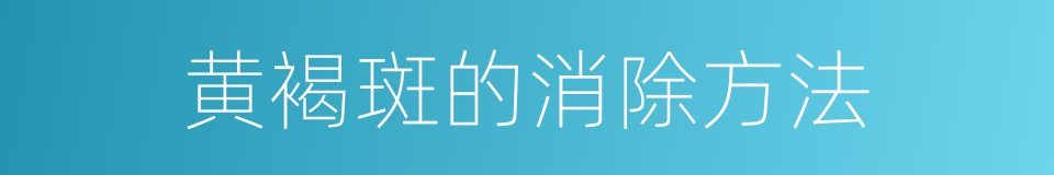 黄褐斑的消除方法的同义词