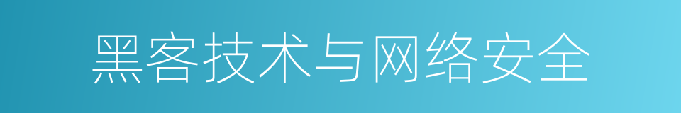 黑客技术与网络安全的同义词