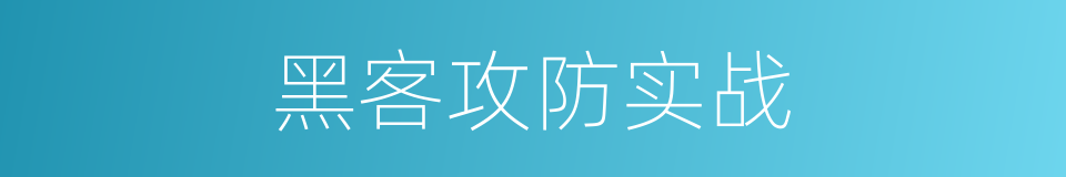 黑客攻防实战的同义词