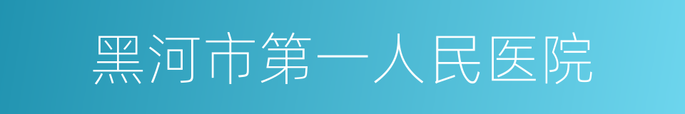 黑河市第一人民医院的同义词