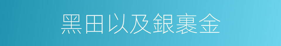 黑田以及銀裹金的同義詞