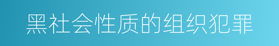 黑社会性质的组织犯罪的同义词