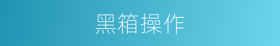 黑箱操作的意思
