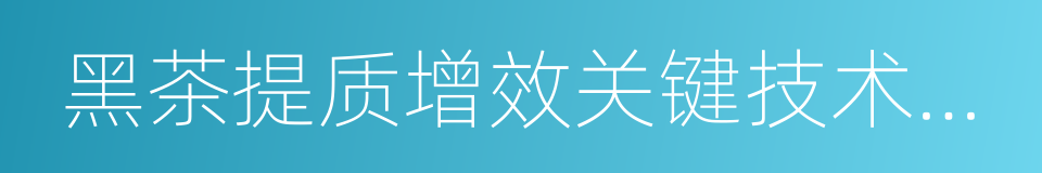 黑茶提质增效关键技术创新与产业化应用的同义词