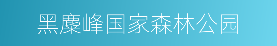 黑麋峰国家森林公园的同义词