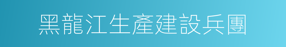 黑龍江生產建設兵團的同義詞