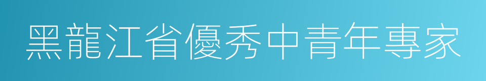 黑龍江省優秀中青年專家的同義詞