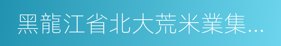 黑龍江省北大荒米業集團有限公司的同義詞