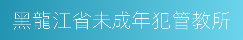 黑龍江省未成年犯管教所的同義詞