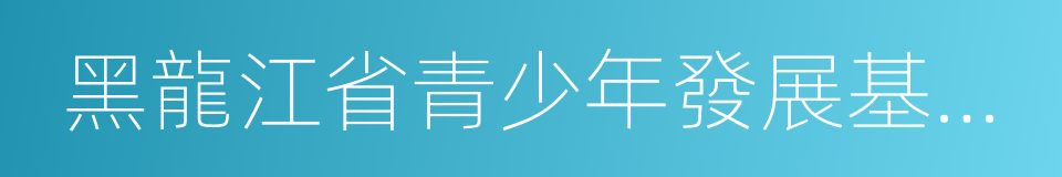 黑龍江省青少年發展基金會的同義詞