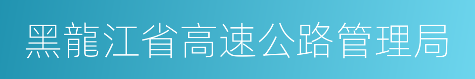 黑龍江省高速公路管理局的同義詞