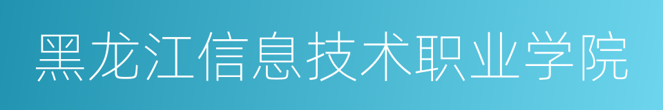 黑龙江信息技术职业学院的同义词