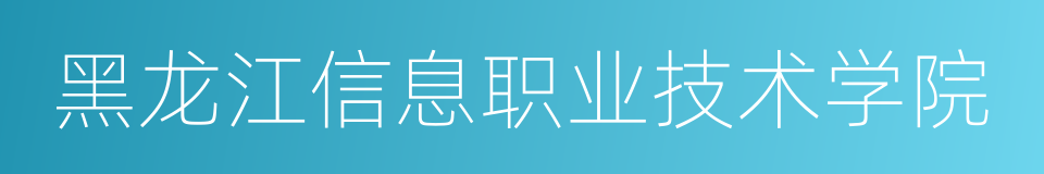 黑龙江信息职业技术学院的同义词