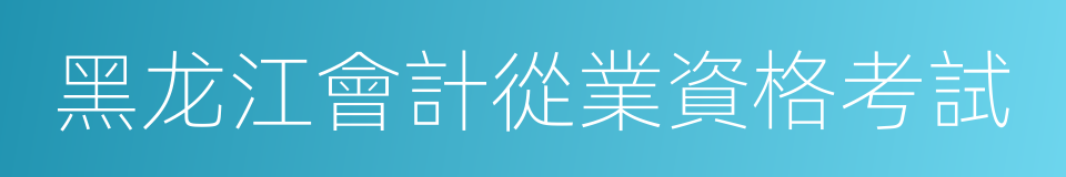 黑龙江會計從業資格考試的同義詞