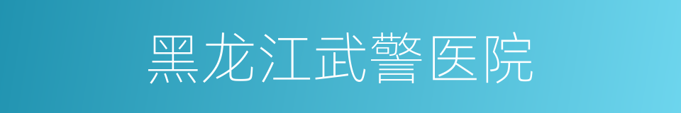 黑龙江武警医院的同义词