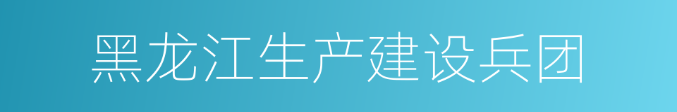 黑龙江生产建设兵团的同义词