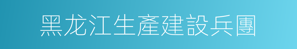 黑龙江生產建設兵團的同義詞