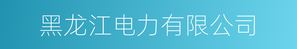 黑龙江电力有限公司的同义词