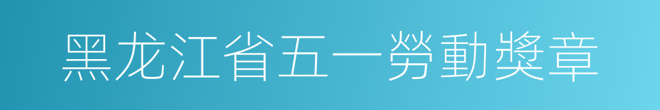 黑龙江省五一勞動獎章的同義詞