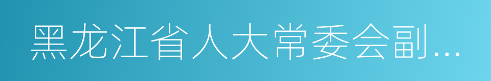 黑龙江省人大常委会副主任的同义词