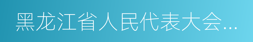 黑龙江省人民代表大会常务委员会的同义词