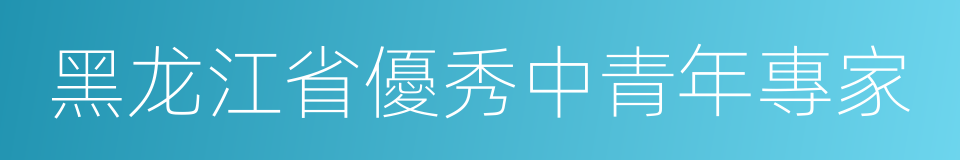 黑龙江省優秀中青年專家的同義詞