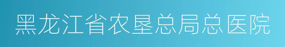 黑龙江省农垦总局总医院的同义词