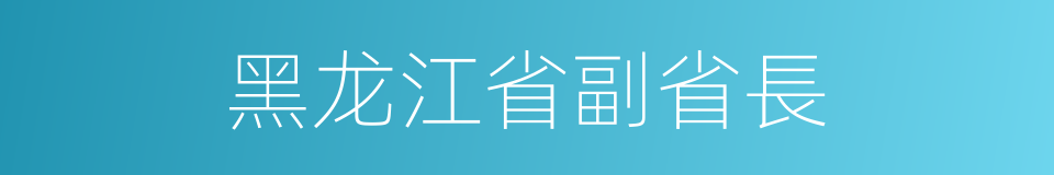 黑龙江省副省長的同義詞