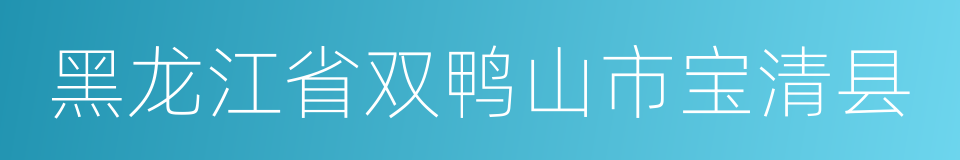 黑龙江省双鸭山市宝清县的同义词