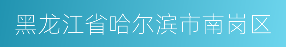 黑龙江省哈尔滨市南岗区的同义词