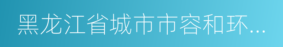 黑龙江省城市市容和环境卫生管理条例的同义词