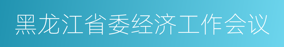 黑龙江省委经济工作会议的意思