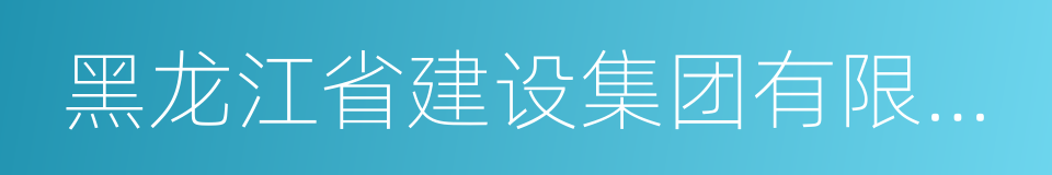 黑龙江省建设集团有限公司的同义词