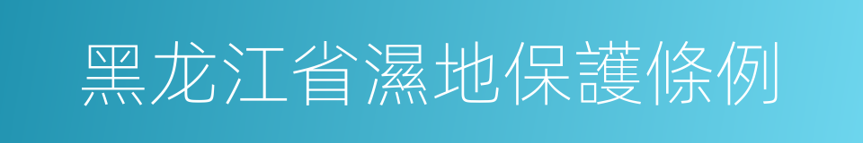 黑龙江省濕地保護條例的同義詞