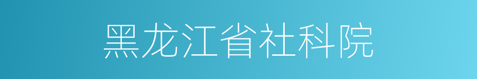 黑龙江省社科院的同义词