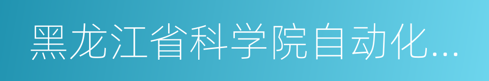 黑龙江省科学院自动化研究所的同义词