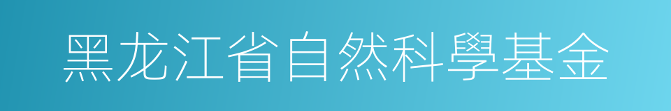 黑龙江省自然科學基金的同義詞