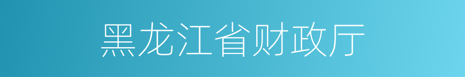 黑龙江省财政厅的同义词