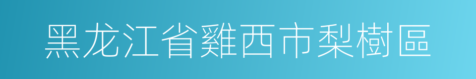 黑龙江省雞西市梨樹區的同義詞