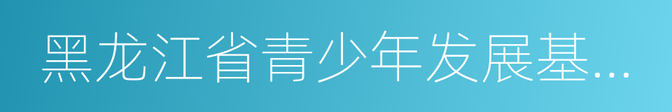 黑龙江省青少年发展基金会的同义词