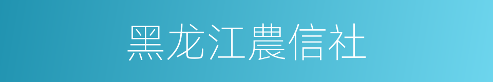 黑龙江農信社的同義詞