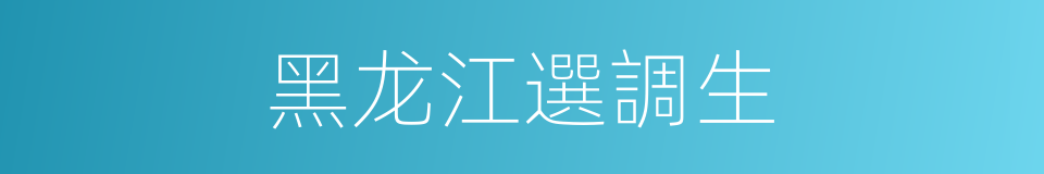 黑龙江選調生的同義詞