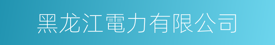 黑龙江電力有限公司的同義詞