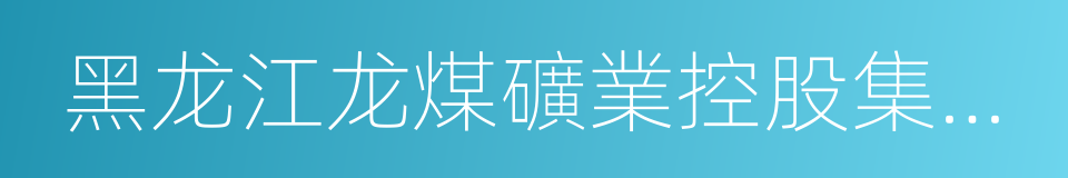 黑龙江龙煤礦業控股集團有限責任公司的同義詞