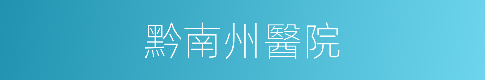 黔南州醫院的同義詞