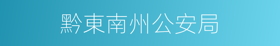 黔東南州公安局的同義詞