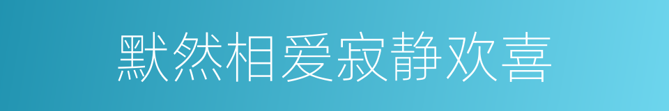 默然相爱寂静欢喜的同义词