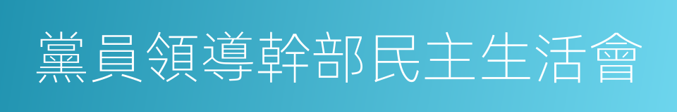 黨員領導幹部民主生活會的同義詞